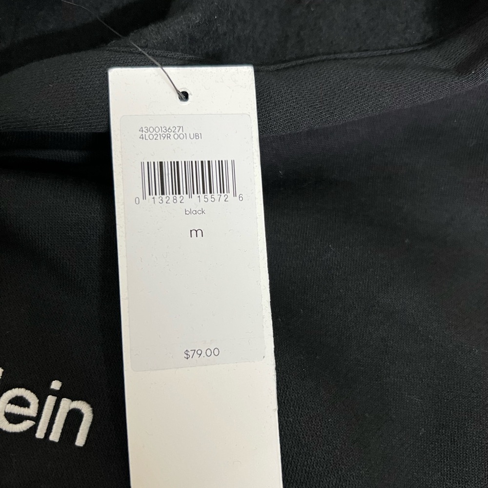 ❄️Calvin Klein Mens Logo Hoodie Black Fleece Sweatshirt 4L0219R Medium NWT - Picture 2 of 8
